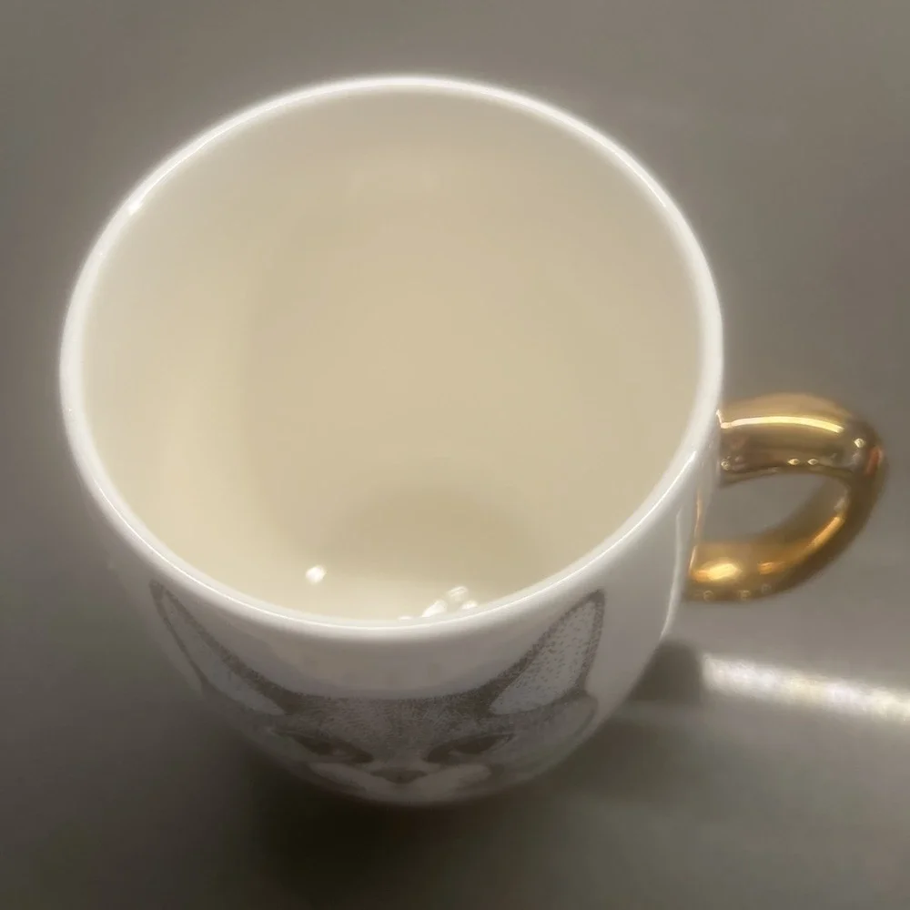 NEW-Pier One 1 Imports Cat In Bowtie Oversized Porcelain Coffee Cup Mug 20 Ounce